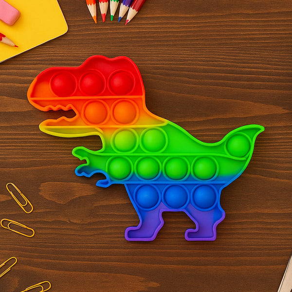 Dinosaur Shape Rainbow Pop It Fidget Toy