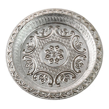 Ornamental Silver Tone Pooja Thali 